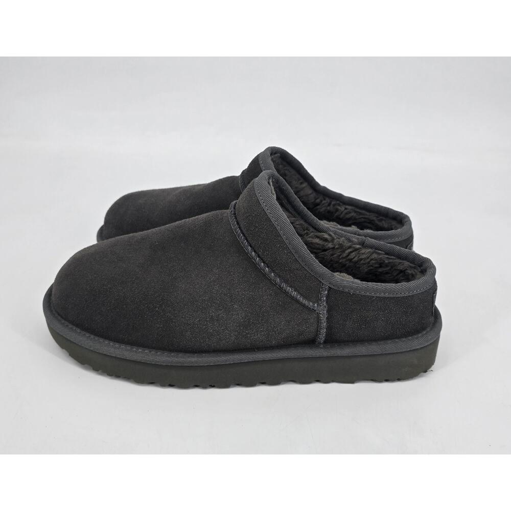 UGG Classic Slipper Platform Charcoal Gray Suede Shearling Mule Slippers 9‎